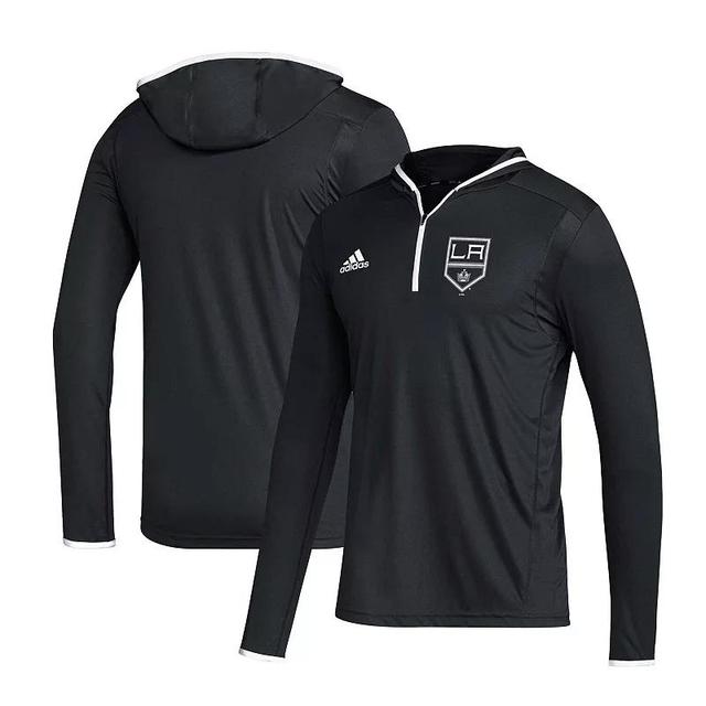 Adidas Mens Black Los Angeles Kings Team Long Sleeve Quarter-Zip Hoodie T-Shirt Product Image