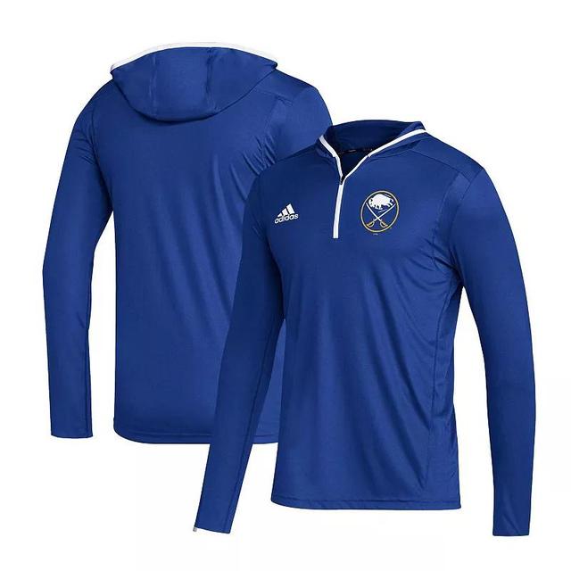 Mens adidas Royal Buffalo Sabres Team Long Sleeve Quarter-Zip Hoodie T-Shirt Product Image