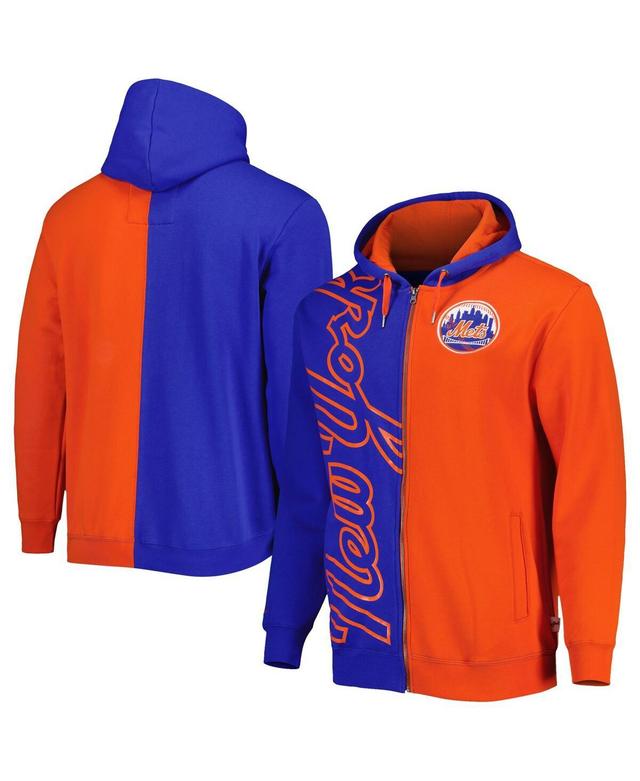 Mens Mitchell & Ness Royal/Orange New York Mets Fleece Full-Zip Hoodie Product Image