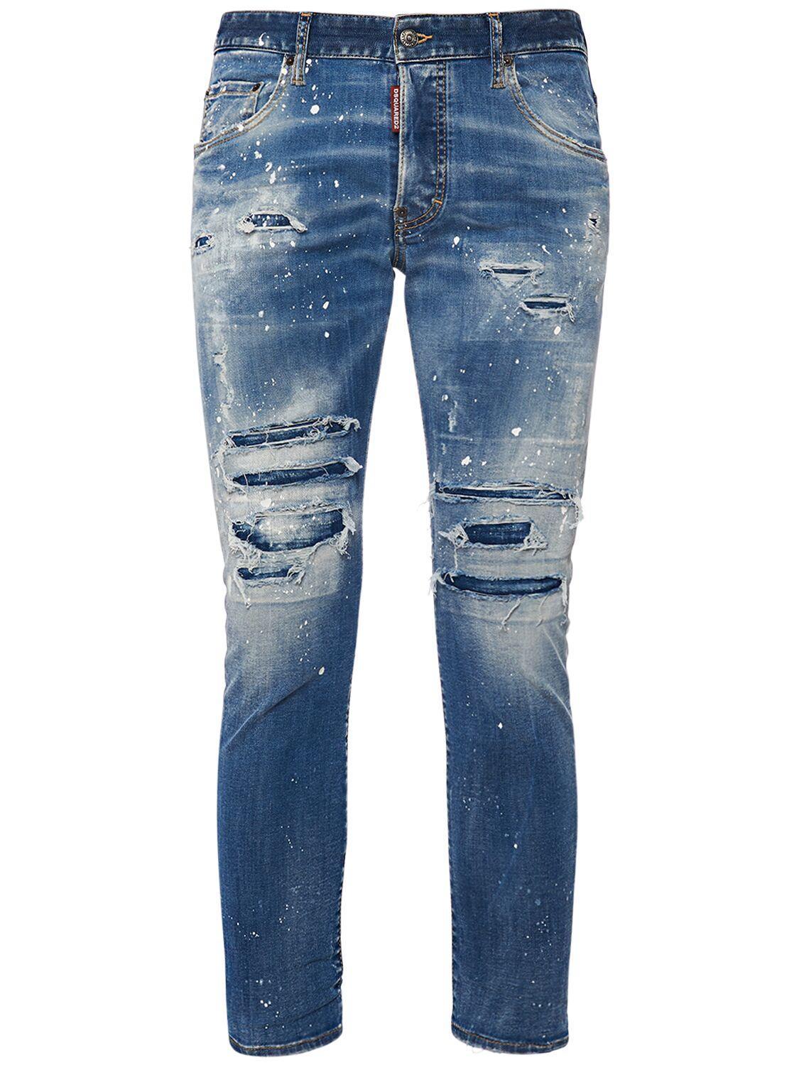 DSQUARED2 Skater Fit Cotton Denim Jeans In Navy Product Image