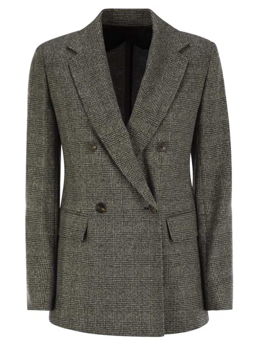 Studio Ettore - Double-breasted Prince Of Wales Blazer In Black Product Image