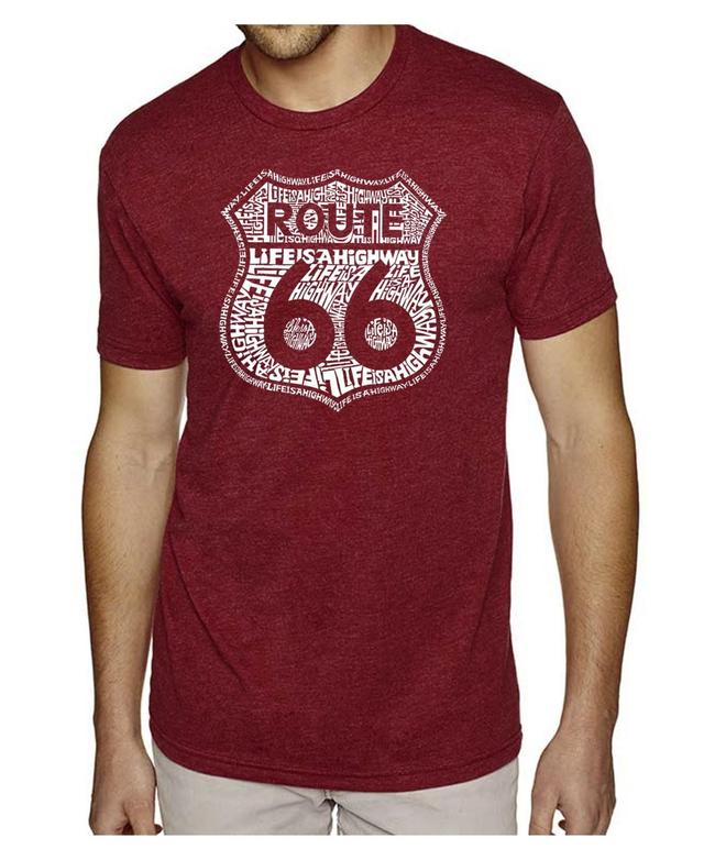 La Pop Art Mens Premium Word Art - Route 66 Life Is A Highway T-shirt Product Image