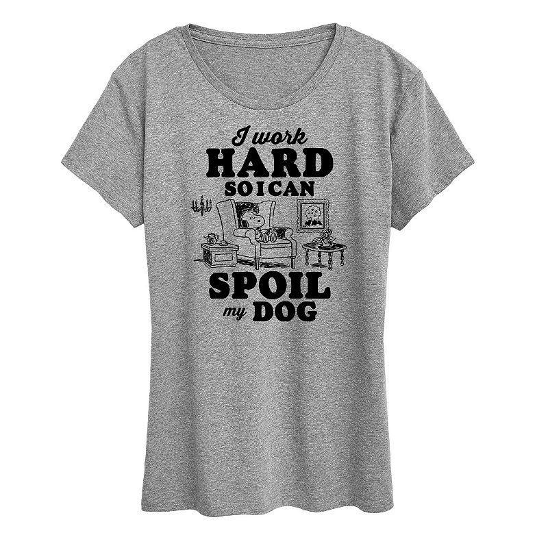 Womens Peanuts Snoopy Work To Spoil My Dog Graphic Tee Product Image