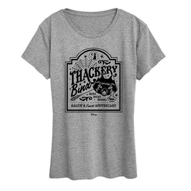 Disneys Hocus Pocus Womens Binx Business Sign Graphic Tee Grey Gray Product Image