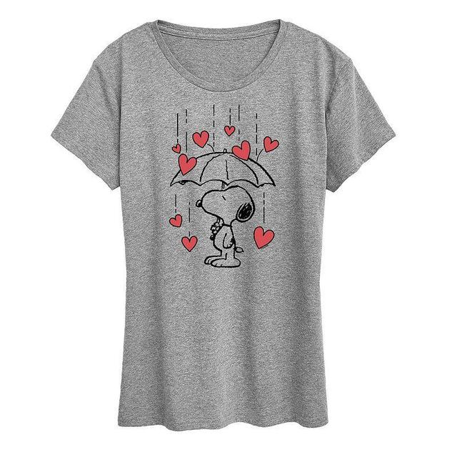 Womens Peanuts Snoopy Heart Rain Graphic Tee White Product Image