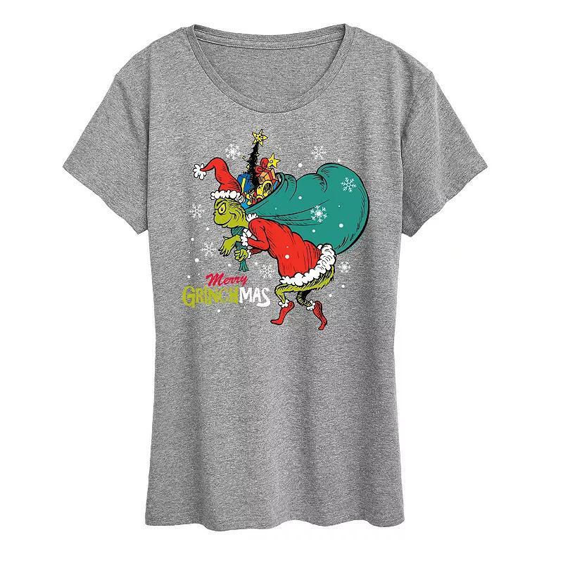 Womens Dr. Seuss The Grinch Grinchmas Toy Bag Graphic Tee, Girls Grey Gray Product Image