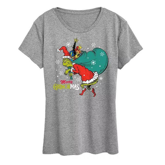 Womens Dr. Seuss The Grinch Grinchmas Toy Bag Graphic Tee, Girls Grey Gray Product Image