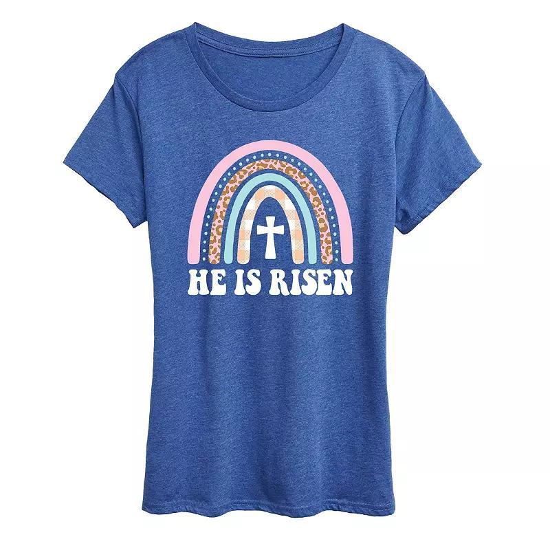 Womens He Is Risen Easter Rainbow Graphic Tee, Girls Grey Blue Product Image