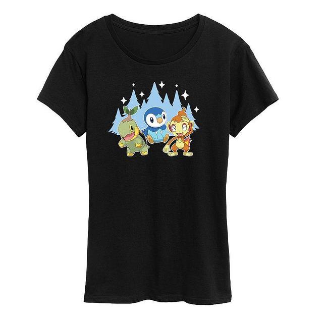 Missy Pokemon Sinnoh Winter Group Graphic Tee, Womens Blue Product Image