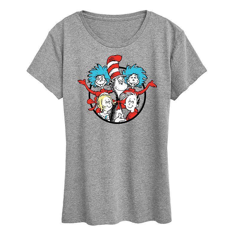 Womens Dr. Seuss Cat In The Hat Group Graphic Tee Grey Gray Product Image