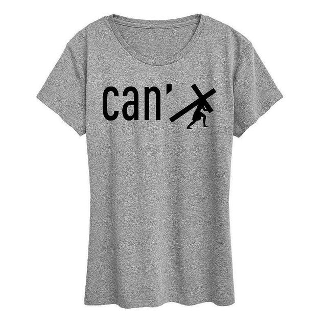 Womens Can With Jesus Graphic Tee Grey Dark Red Product Image