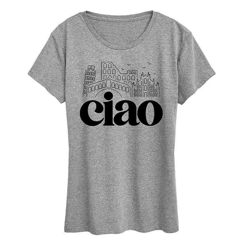 Womens Ciao Italy Landmarks Graphic Tee Grey Gray Product Image