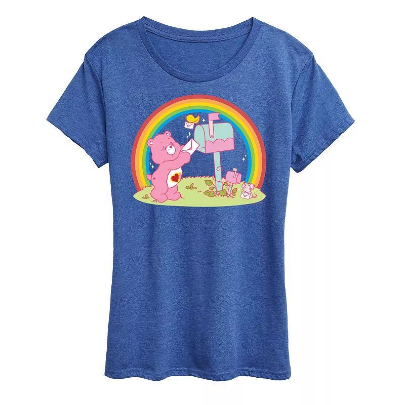 Womens Care Bears Love A Lot Bear Graphic Tee Grey Royal Blue Product Image