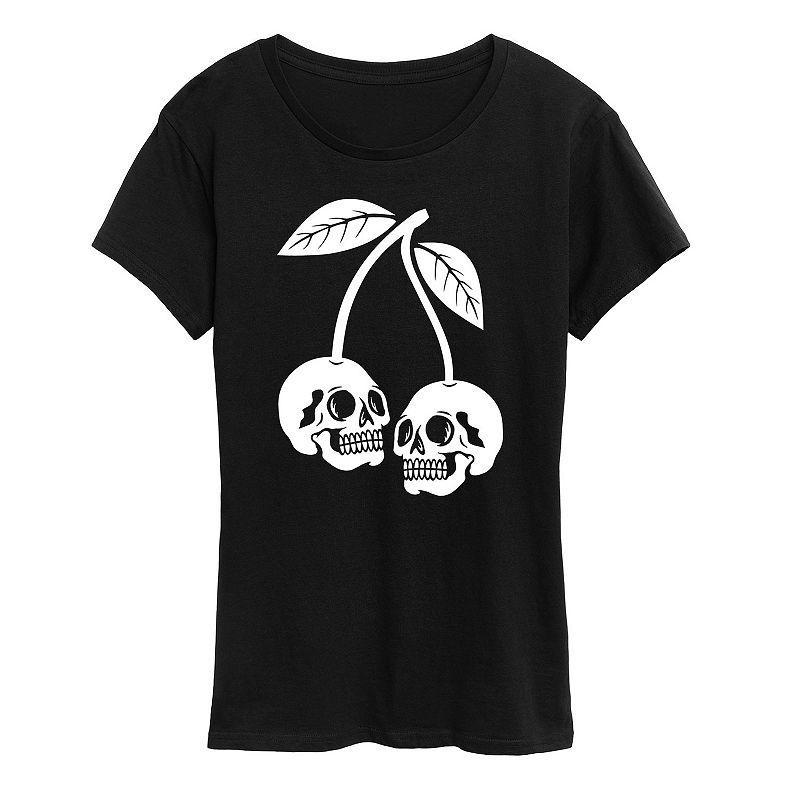 Instant Message Womens Womens Tee Shirts BLACK - Black Skull Cherries Graphic Tee - Women & Plus Product Image