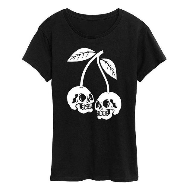 Instant Message Womens Womens Tee Shirts BLACK - Black Skull Cherries Graphic Tee - Women & Plus Product Image