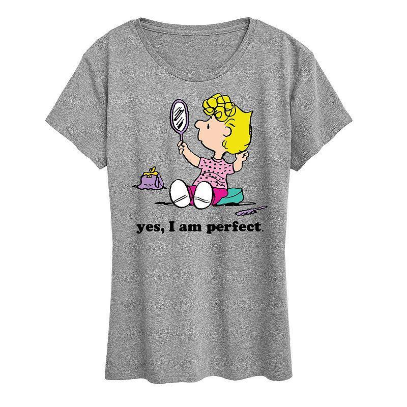 Womens Peanuts Sally Yes I Am Perfect Graphic Tee Grey Gray Product Image