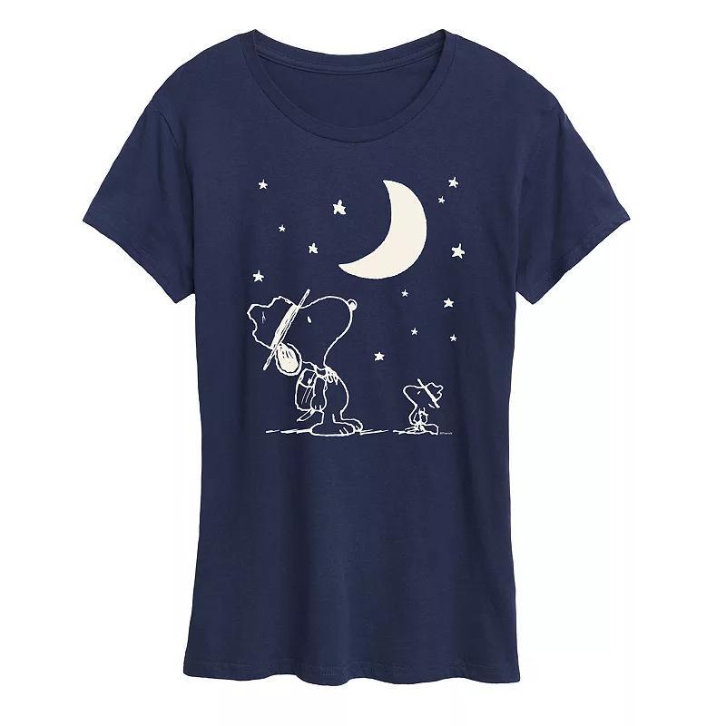 Womens Peanuts Snoopy & Woodstock Star Gazing Graphic Tee Product Image