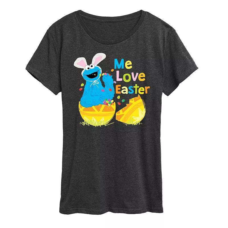 Womens Sesame Street Cookie Monster Me Love Easter Graphic Tee Product Image