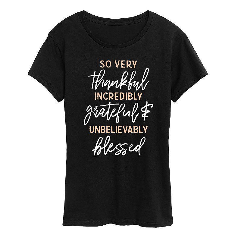 Womens So Very Thankful Graphic Tee Grey Product Image