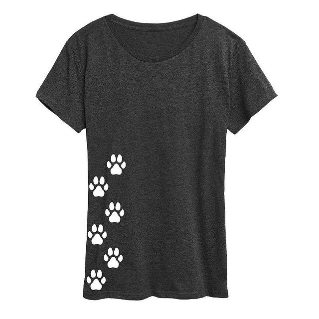 Womens Vertical Pawprints Graphic Tee Heather Grey Product Image