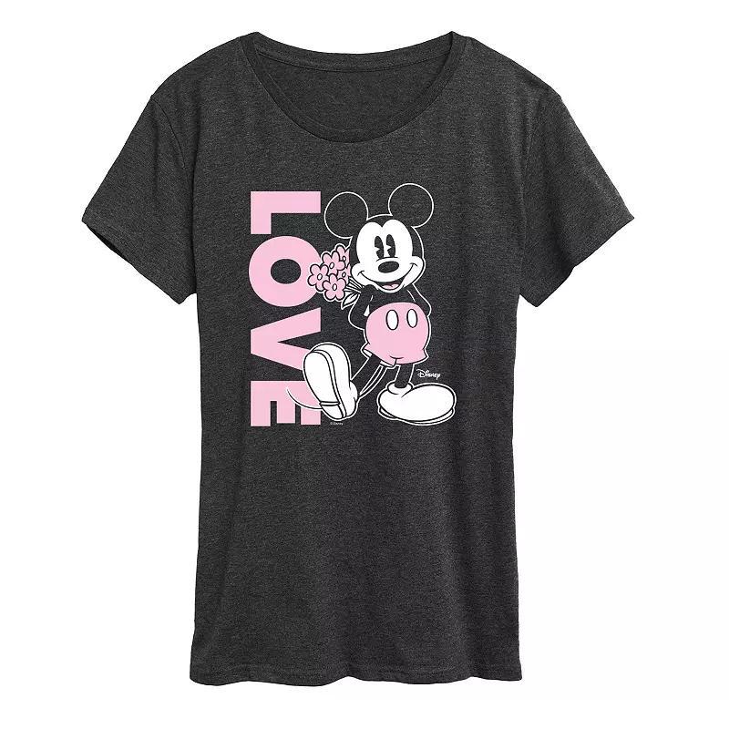 Disneys Mickey Mouse Womens Love Graphic Tee Heather Grey Product Image