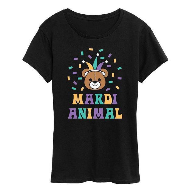 Womens Mardi Animal Bear Graphic Tee Dark Grey Product Image