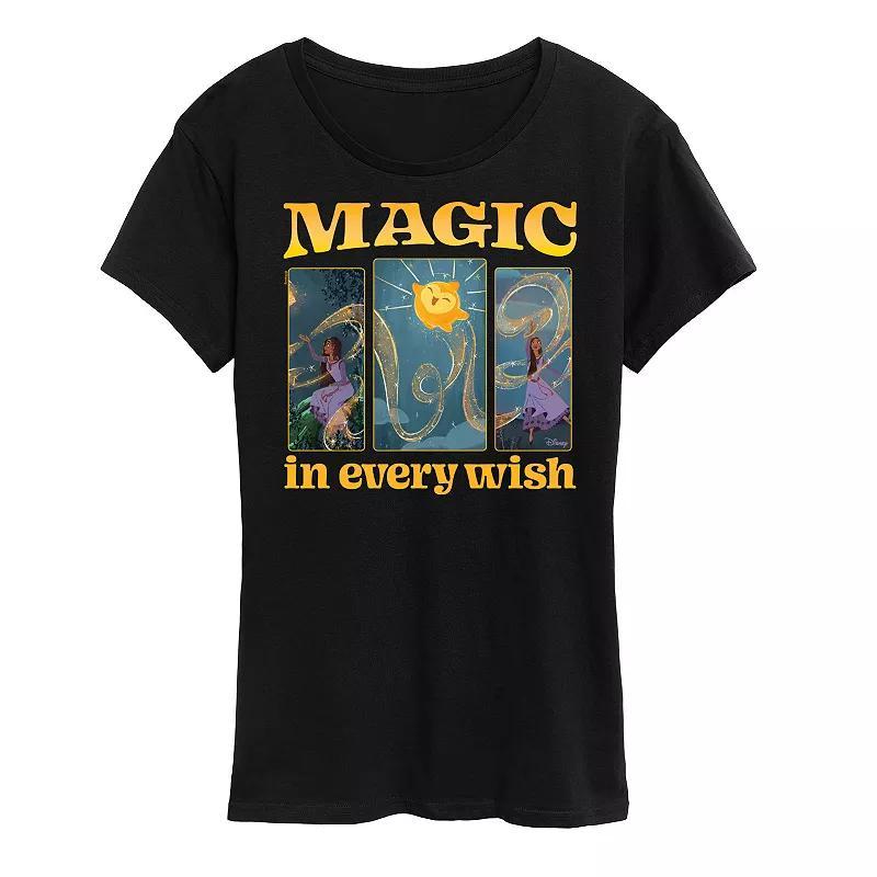 Disneys Wish Asha Womens Magic In Every Wish Graphic Tee, Girls Blue Product Image