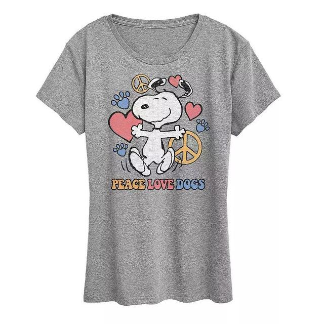 Womens Peanuts Snoopy Peace Love Dogs Graphic Tee Product Image