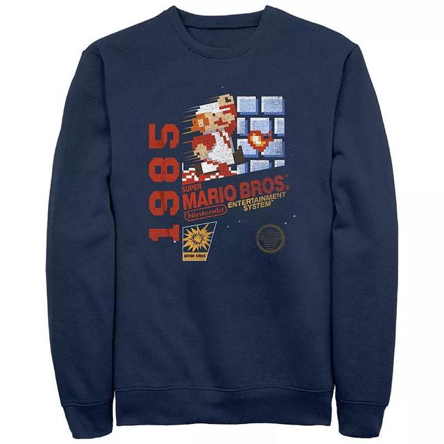 Mens Super Mario Bros NES Game Cover Graphic Fleece Blue Product Image