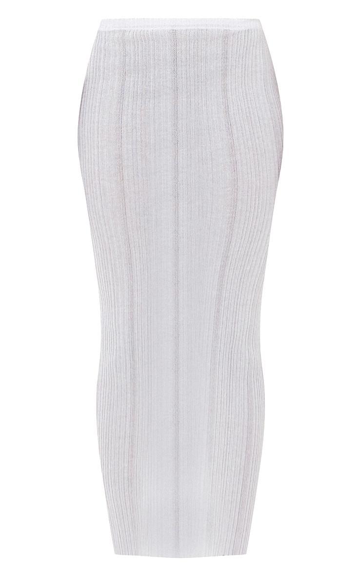 White Sheer Knit Low Rise Maxi Skirt Product Image