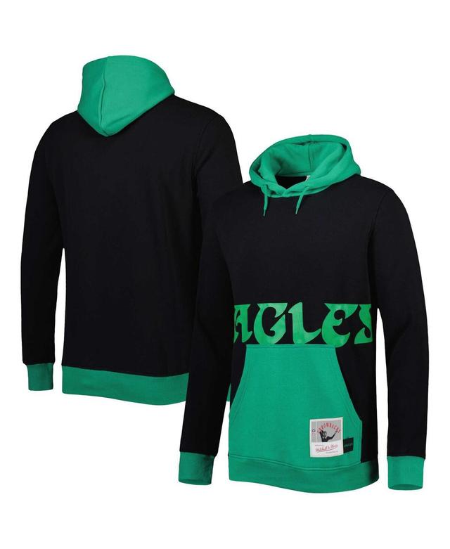 Mens Mitchell & Ness Black and Midnight Green Philadelphia Eagles Big and Tall Big Face Pullover Hoodie - Black Product Image