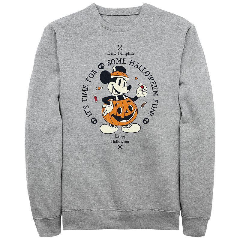 Disneys Mickey Mouse Mens Classic Halloween Its Time For Some Fun Jack-o-lantern Fleece Athletic Grey Product Image