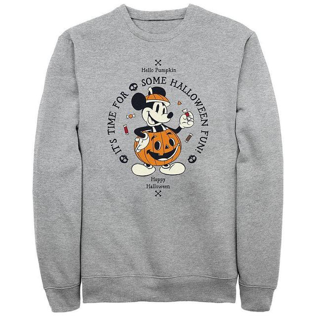 Disneys Mickey Mouse Mens Classic Halloween Its Time For Some Fun Jack-o-lantern Fleece Athletic Grey Product Image