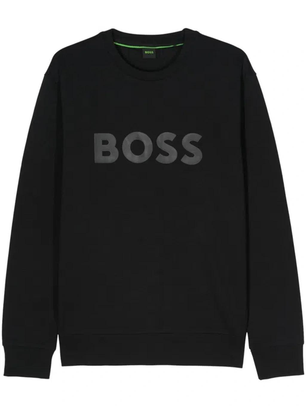 HUGO BOSS Logo-appliqué Cotton Sweatshirt In Black Product Image