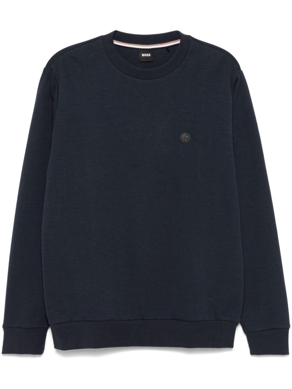 HUGO BOSS Blue Regular Fit Sweatshirt With Monogram Patch Product Image