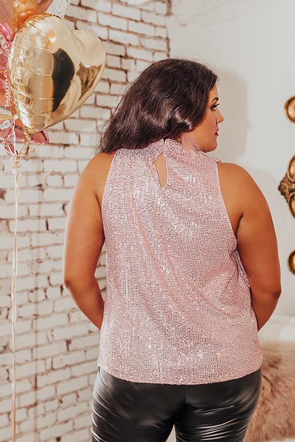 Beyond Romance Sequin Top In Pink Curves Product Image