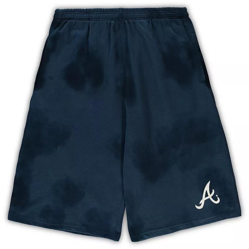 Mens Atlanta Braves Big & Tall Tye Dye Fleece Shorts Blue Product Image