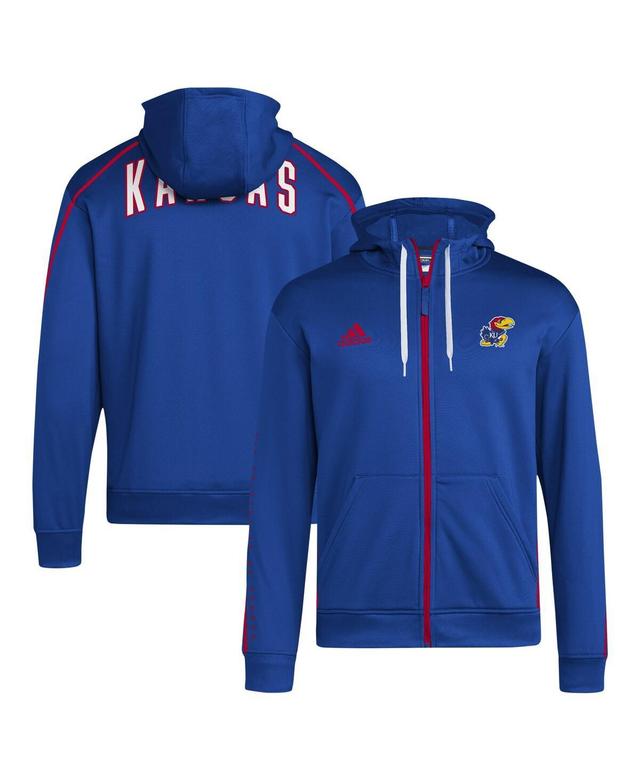 Adidas Mens Royal Kansas Jayhawks 2024 Sideline Travel Hoodie Full-Zip Sweatshirt Product Image