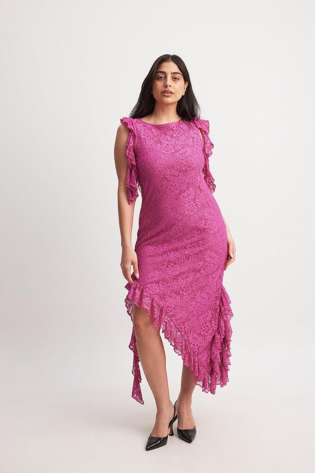 Lace Frill Midi Dress Product Image