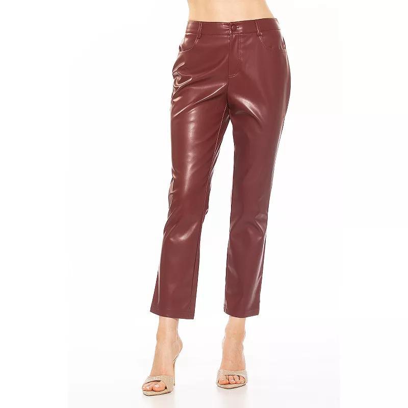 Womens ALEXIA ADMOR Mila Mid Rise Slim Fit Faux Leather Pants Product Image