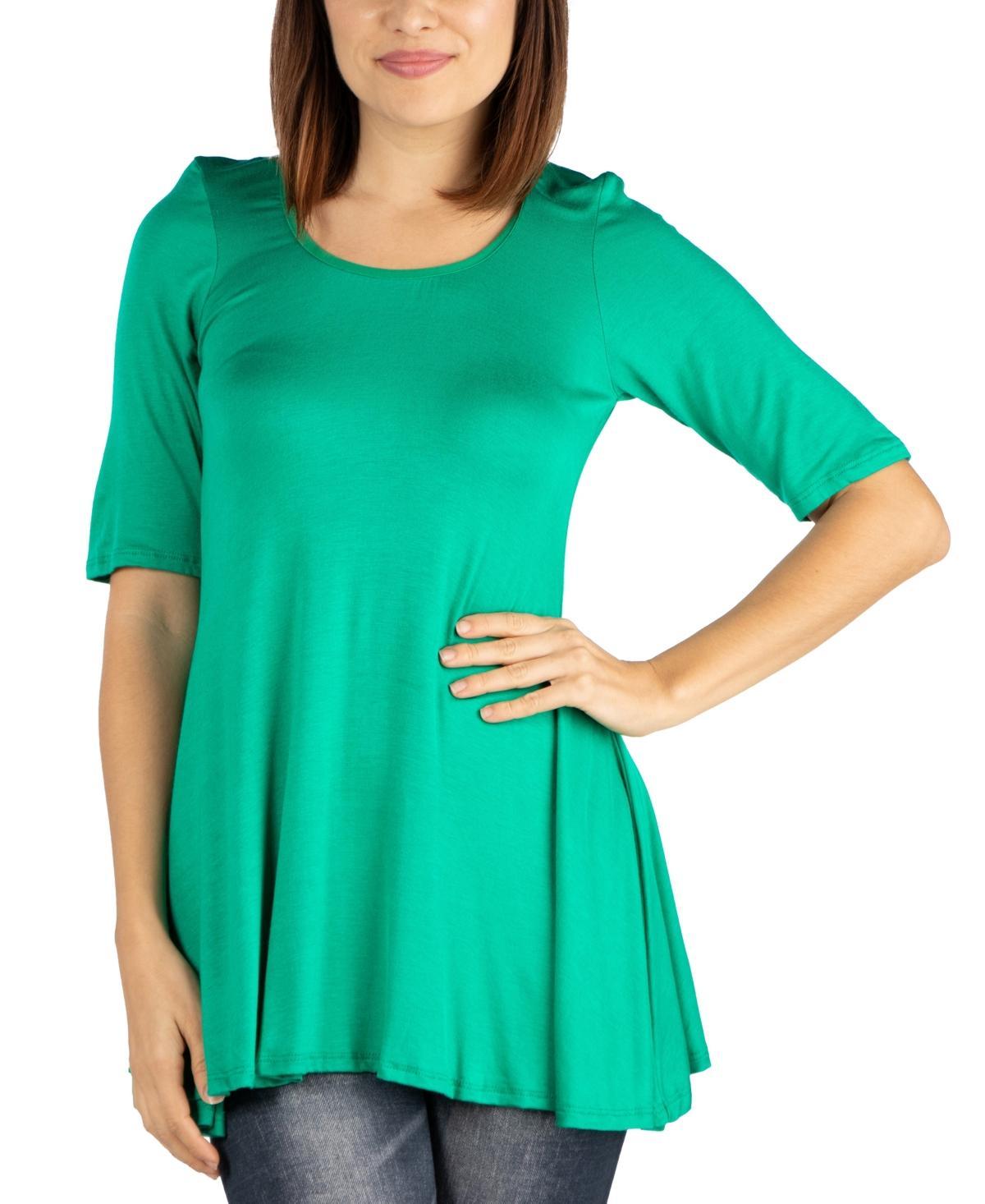 24seven Comfort Apparel Womens Elbow Sleeve Swing Tunic Top Product Image