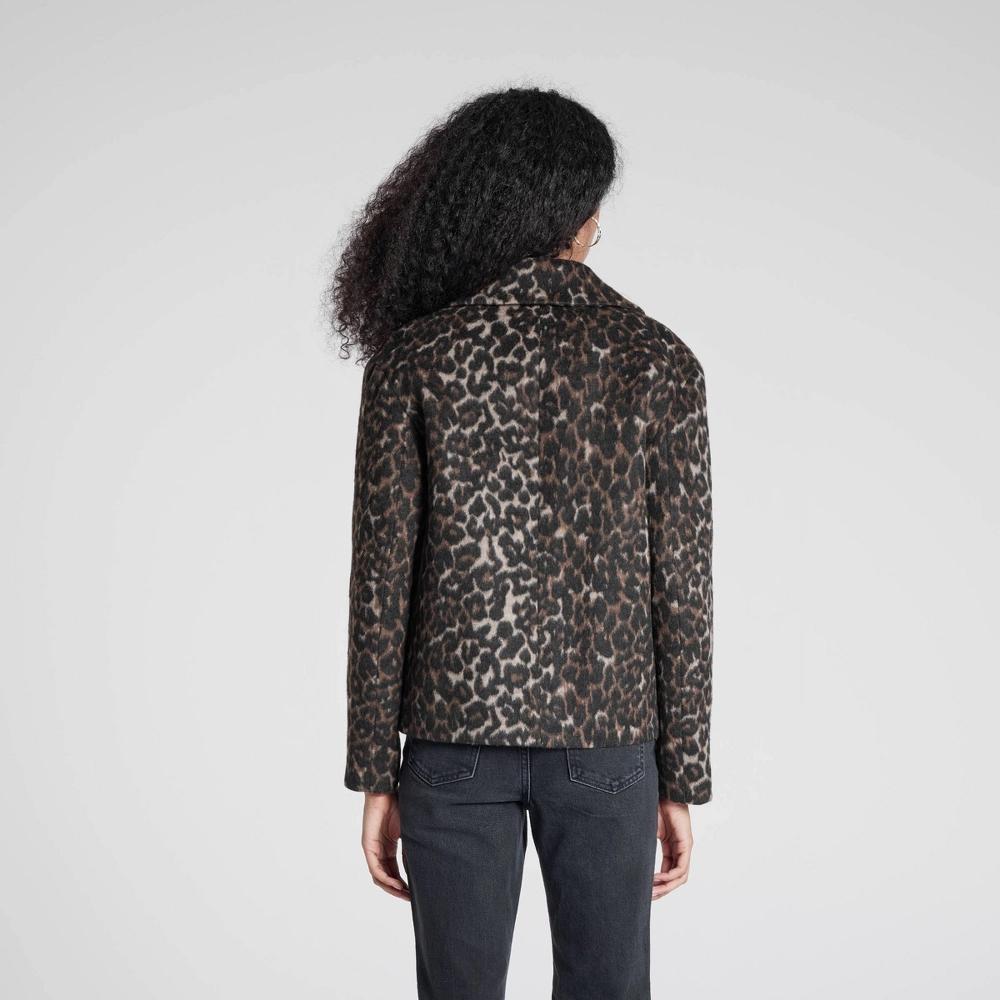 Womens Pea Coat - A New Day Brown Leopard Print Product Image