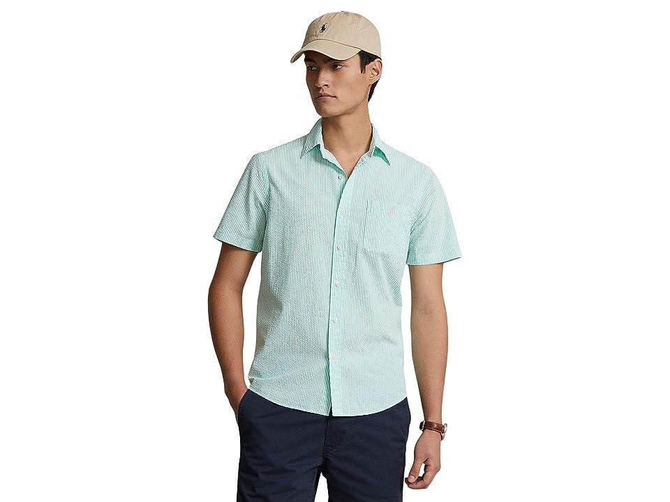 Polo Ralph Lauren Classic Fit Seersucker Shirt (Dark Indigo) Men's Clothing Product Image