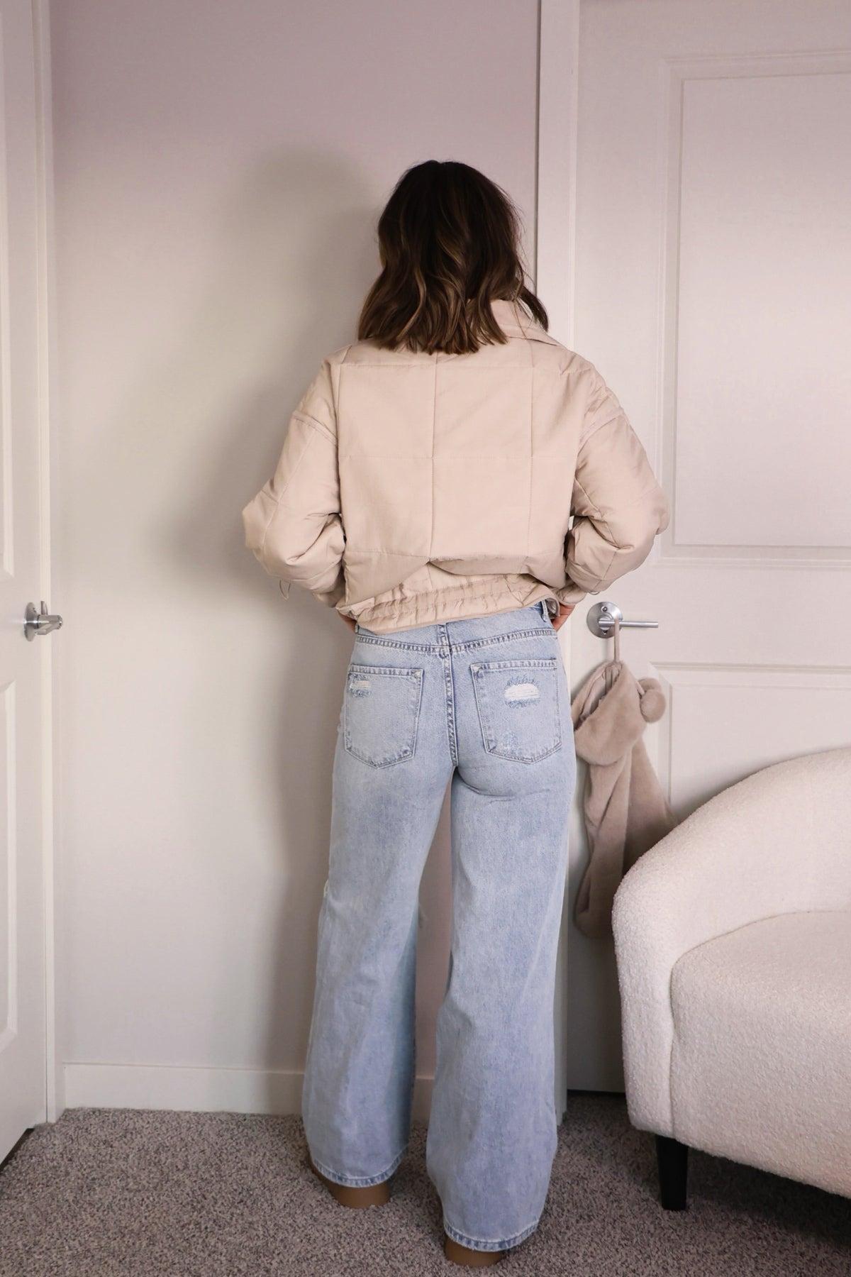 Light Wash High Rise Destroyed Wide Leg Jeans - FINAL SALE Product Image