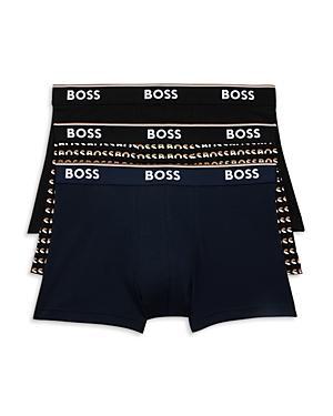 Mens Three-Pack of Logo-Waistband Trunks in Stretch Cotton Product Image