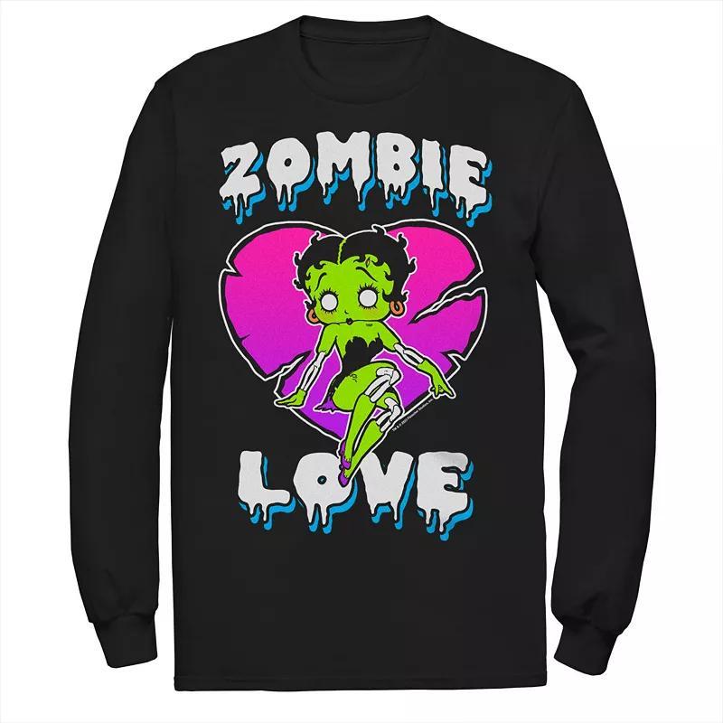 Big & Tall Betty Boop Zombie Love Fluorescent Colors Long Sleeve Graphic Tee, Mens Product Image