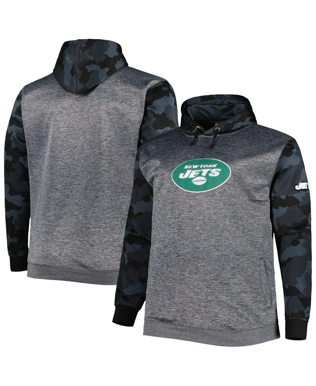 Mens Fanatics Heather Charcoal New York Jets Big and Tall Camo Pullover Hoodie Product Image