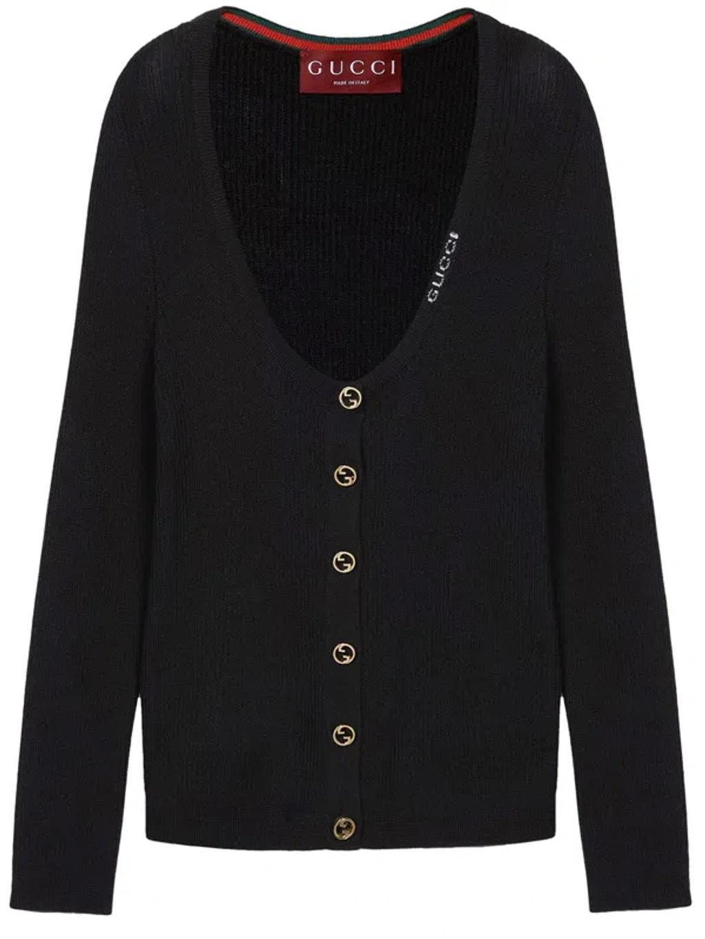 Extra Fine Rib Wool And Silk Cardigan In Black Product Image