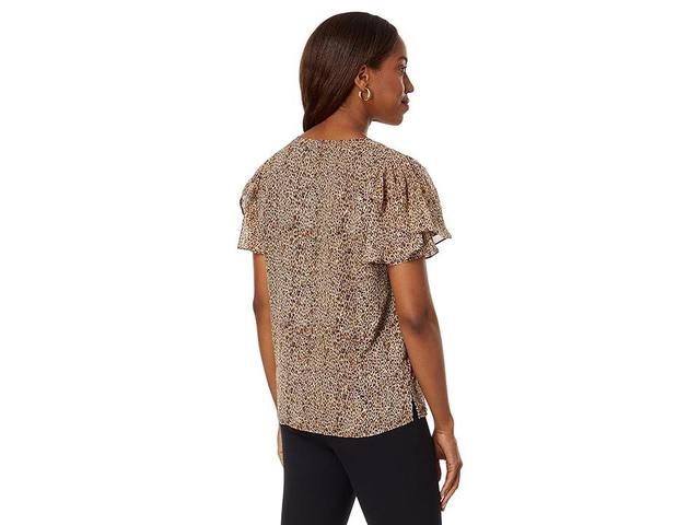 Vince Camuto Print Metallic Tulip Sleeve Blouse Product Image