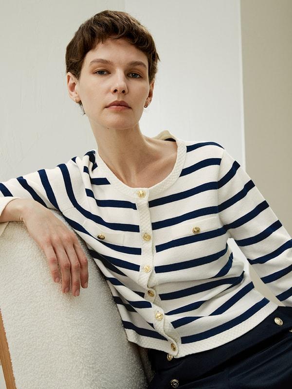 Gariana Striped Wool Cardigan Product Image